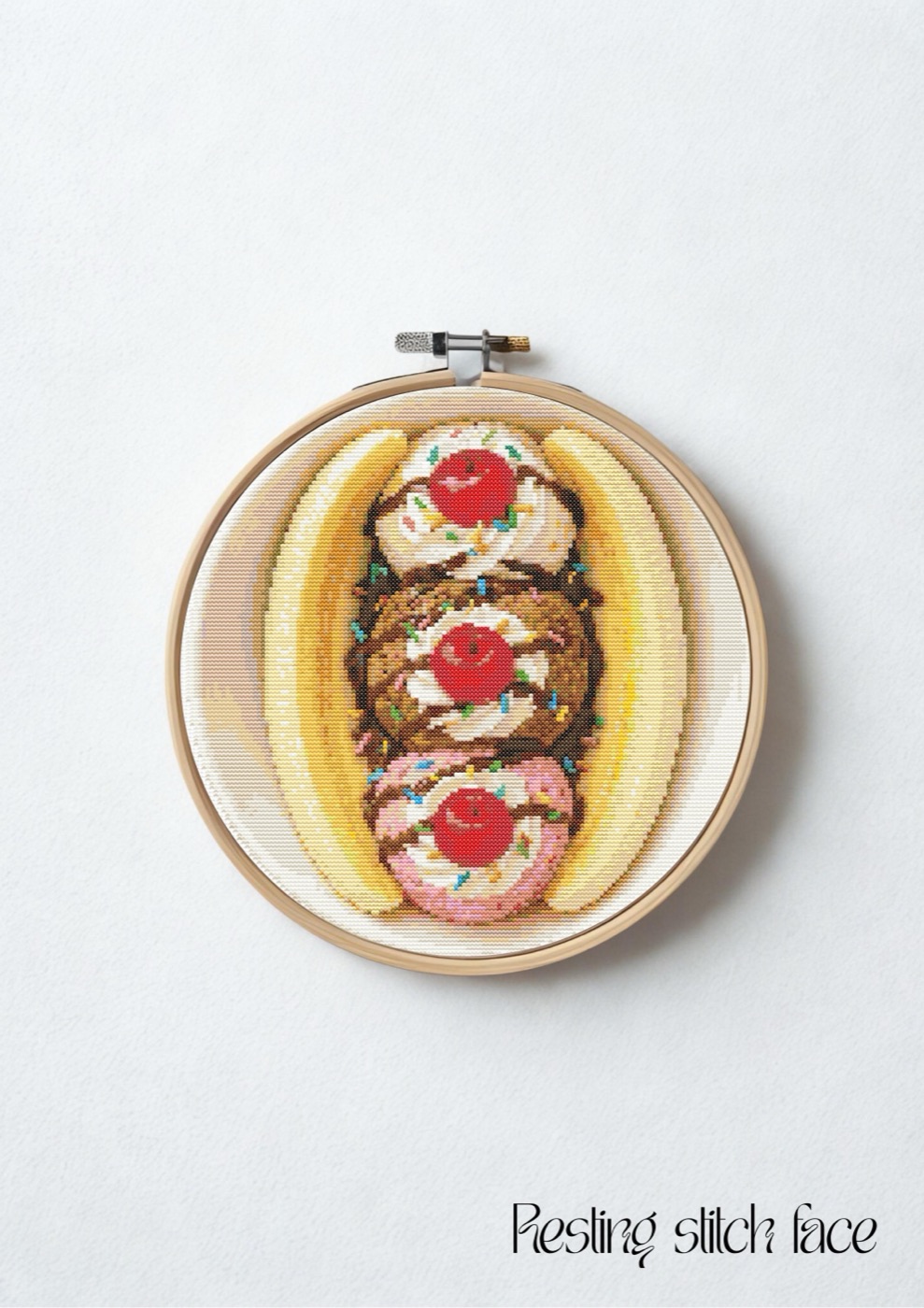 Bowl o' Banana Split cross stitch pattern