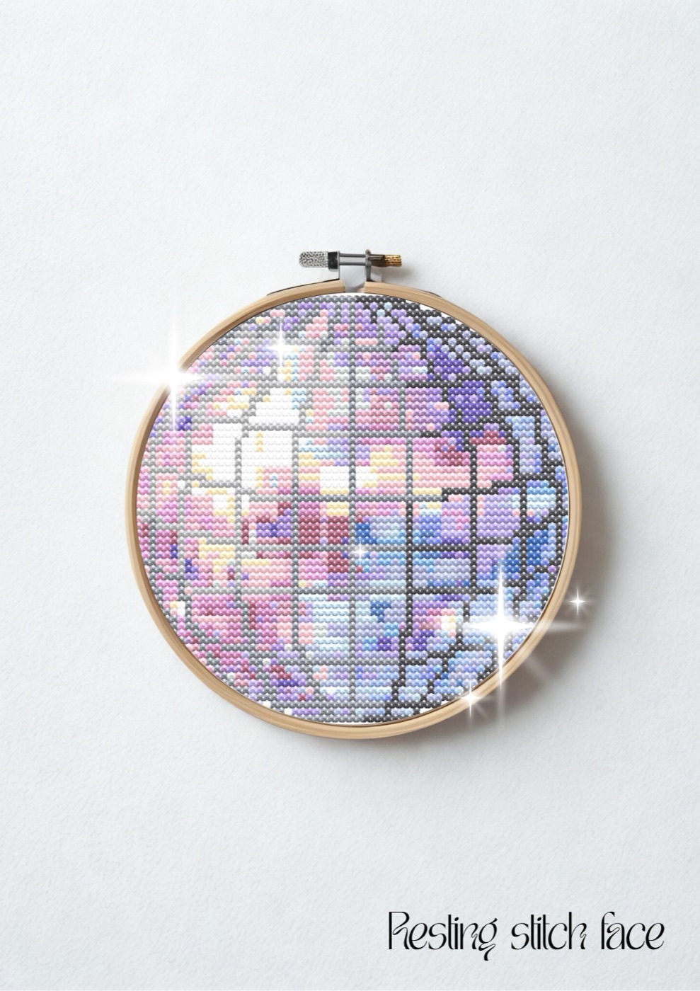 Pink Disco Ball cross stitch pattern